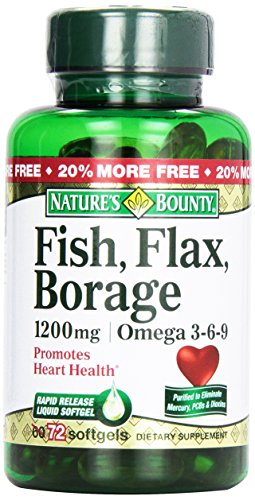 Nature's Bounty, Fish Flax Borage 1200 mg Omega 3-6-9 Softgels, 72 ct