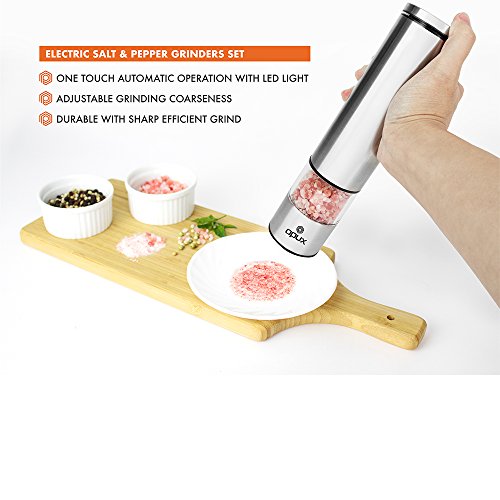 OPUX Battery Operated Salt and Pepper Grinder Set Electric Pepper Mill, Automatic Salt Grinder