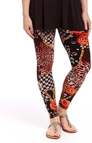 Brio Leggings Women's Patterened Red Rose Print Yoga Pants Leggings Small Medium