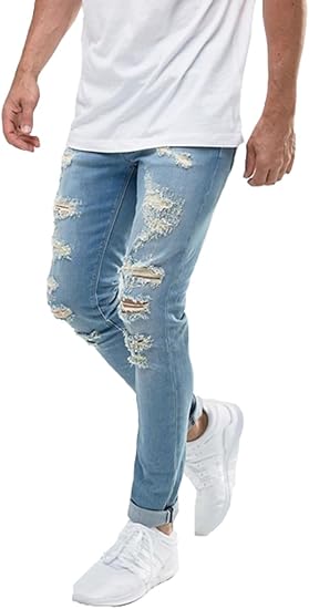 heavily ripped jeans