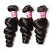 Jolia Hair 8A Grade Unprocessed Brazilian Loose Wave 3 Bundles 100% Virgin Brazilian Human Hair Weave Extensions Full Head, Natural Black Color, 95-100g/Bundles (22 24 26, Natural Color)