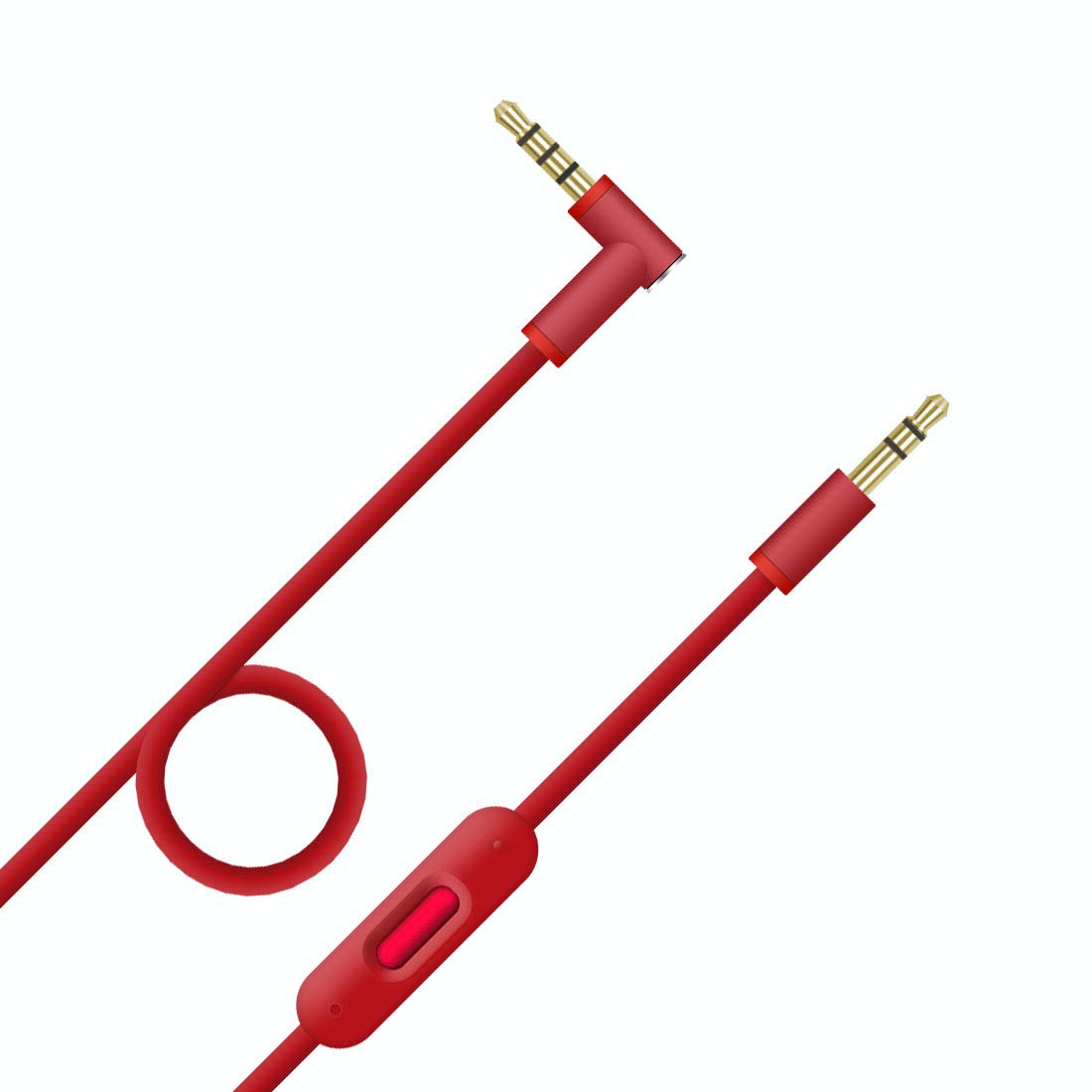 Replacement Beats Audio Cable Cord Wire with Inline Remote and Microphone for Beats by Dr. Dre Headphones Solo Studio Pro Detox Wireless Mixr Executive Pill (Red)