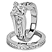 2pcs one Set Platinum Plated Engagement Ring with 2.1ct Princess Cut Clear Zirconia Wedding Rings for Women