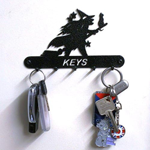 Leisure Traders Silhouette Black Solid Steel 5 Hook Key Holder - Available in 14 Designs (Witch)