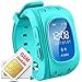 JUNEO GPS Smart Watch Tracker Kids /Elderly with Anti-lost, Pedometer,SOS,Dual Way Call with SIM Card Slot Remote Monitor Watches for Samsung,Android,Iphone Fast Ship from USA（without SIM card) (Blue)