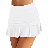 Tempt Me Women High Waisted Swim Skirts - Ruched Ruffle Bathing Suit Skirt with Short Tummy Control Swimsuit Bottoms