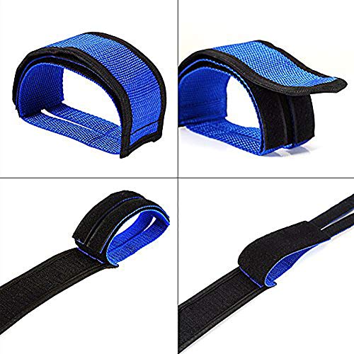 Ueasy Foot Pedal Straps, Bike Pedal Straps Pedal Toe Clips Straps Tape for Fixed Gear Mountain Bike Beginner (Blue - One Pair)