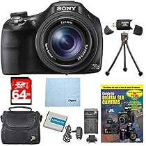 Sony DSC-HX400V/B DSCHX400VB DSCHX400V HX400 20 MP Digital Camera Bundle w/ 64GB High Speed Card, Spare Battery, Rapid AC/DC Charger, Padded Case, Tutorial, SD Card Reader, Table top Tripod, & MORE