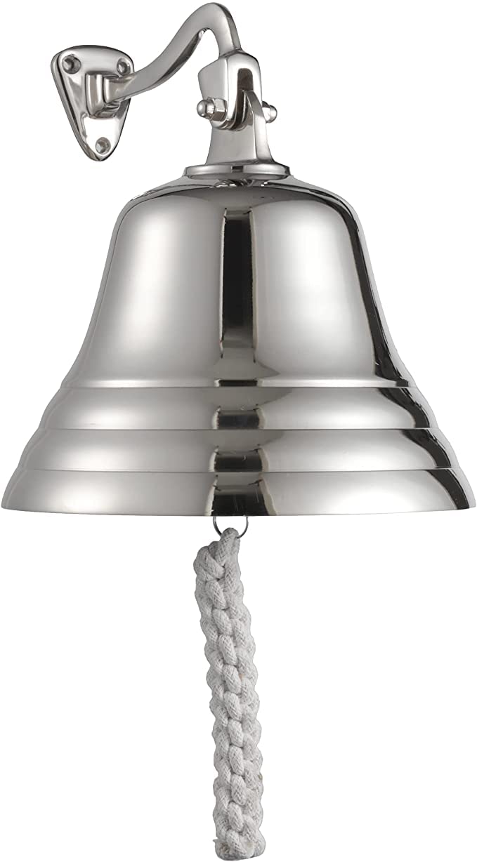 Last Orders Wall Mounted Matitime Maritime, Boat, School, Dinner, Reception, Home Decor, Wall Hanging Chrome Silver Door Bell Ships Bell 4",5",6",8" (8")