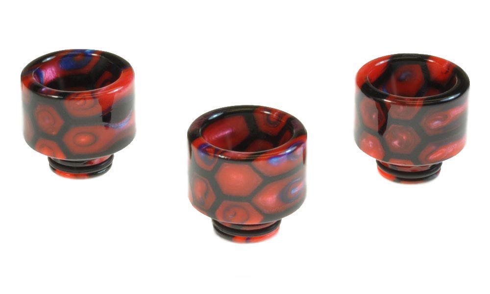 Armerah Honeycomb 510 Drip Tip eCig Mouthpiece Short/Wide Epoxy Resin 3 Pack Red-Black