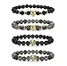 LOLIAS 4 Pcs Lava Rock Bead Bracelet for Men Leopard Lion bracelet Set Adjustable 8MM Beads SL