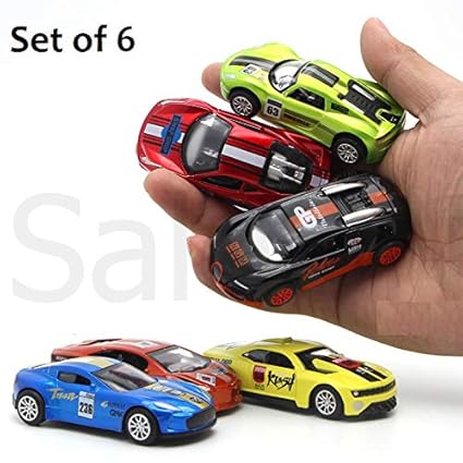 SaleON Set of 6 Super Cars Unbreakable Diecast Metal Pull Back Sport Car Toys Pocket Car Set (Assorted-Colors) -1271