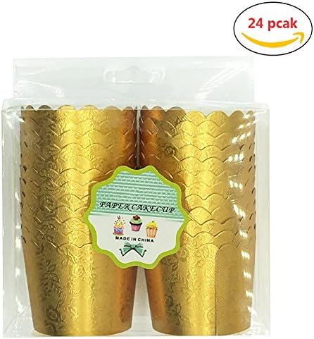 Cupcake Papers Baking Cups Gold Cup Liners Simply Baked for Wedding Birthday Baby Shower Party Decoration,24-pack