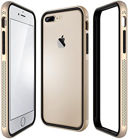iPhone 7 Plus 5.5" Case, ETSHAIM Metal &amp; TPU Case, Stylish Double-layered Structure, TEXTOUCH / Venthole for iPhone 7 Plus / Champagne Gold