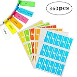 Self-Adhesive Cable Labels Tags Cable Label Stickers A4 Sheets Size Waterproof and Flexible Works with Laser Printer - 6 Assorted Colors 12 Sheets 360 Labels