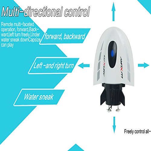 RedDhong Mini RC Submarine Creative Speed Electric Radio Remote Control Submersible Racing Boats Toys for Children(White) - Thumbnail 3
