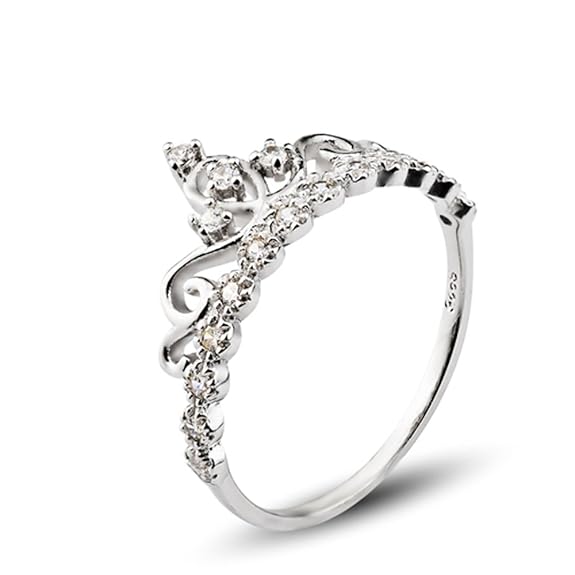 925 Sterling Silber Zirkonia krone Damen-Ring Verlobungsring schmuck