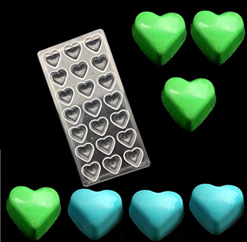 (21 cavity) heart clear polycarbonate chocolate mold je…