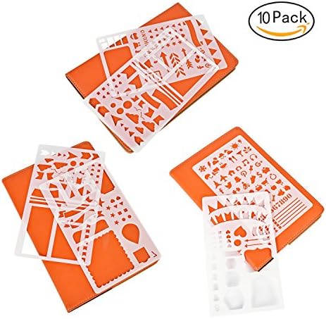 Diomate 10 Pack Mylar Plastic Journal Stencils for Drawing Graffiti/Notebook/Scrapbook DIY/Planner/Craft Projects (4x7 Inch)