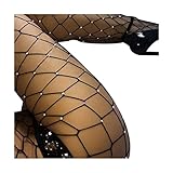 Hunzed Fashion Women Socks Rhinestone Socks Sexy Fishnet Elastic Stockings Big Fish Net Tights Pantyhose (Black)