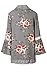 ECOWISH Womens Floral Print Loose Puff Sleeve Kimono Cardigan Lace Patchwork Cover Up Blouse,US XL,Gray