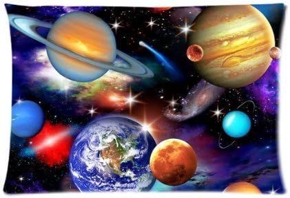 Hertanercase Planets Earth Galaxy Nebula Custom Zippered Soft Pillow Cases 20x30 (Two sides)