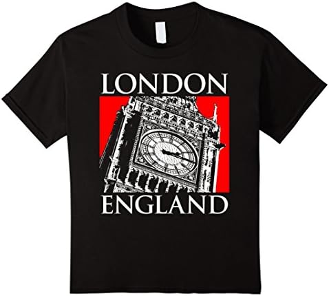 Kids London England Big Ben Clock Tower Tourist Souvenir T-Shirt 6 Black