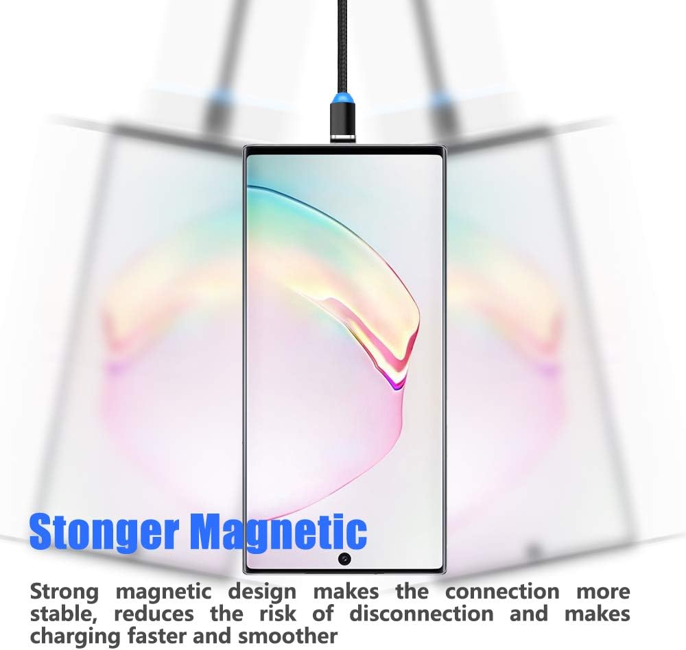 3 in 1 Magnetic Charging Cable, (5-Pack,1.5ft/3ft/3ft/6ft/10ft), Compatible with Mirco USB, Type C Smartphone and iProduct Device (Black)