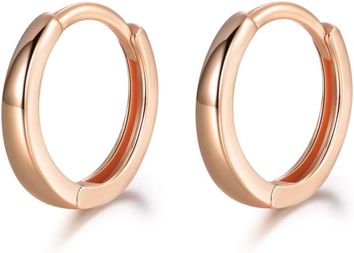 MASOP Sterling Silver 14K Gold Plated Hypoallergenic Cuff Earrings Small Hoop Huggie Earrings Stud for Cartilage 13mm