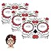 Sugar Skull Temporary Tattoo Day of the Dead Glitter Red Rose Design (3 Tattoo Kits)