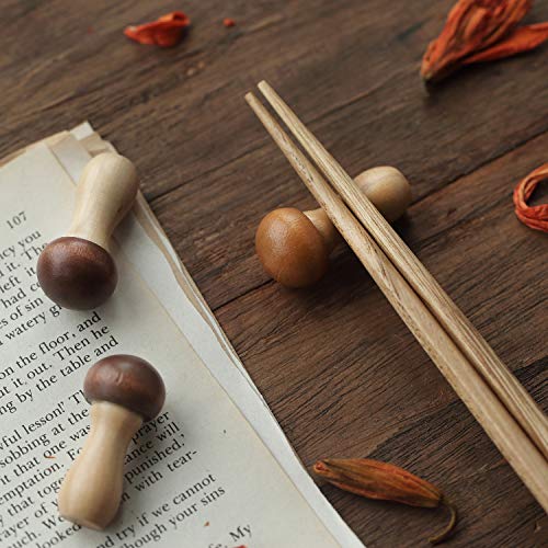 FireKylin Handcrafted Wooden Chopsticks Rest or Dinner Spoon Stand Fork and Knife Holder Home Decor Set of 8 (mushroom)