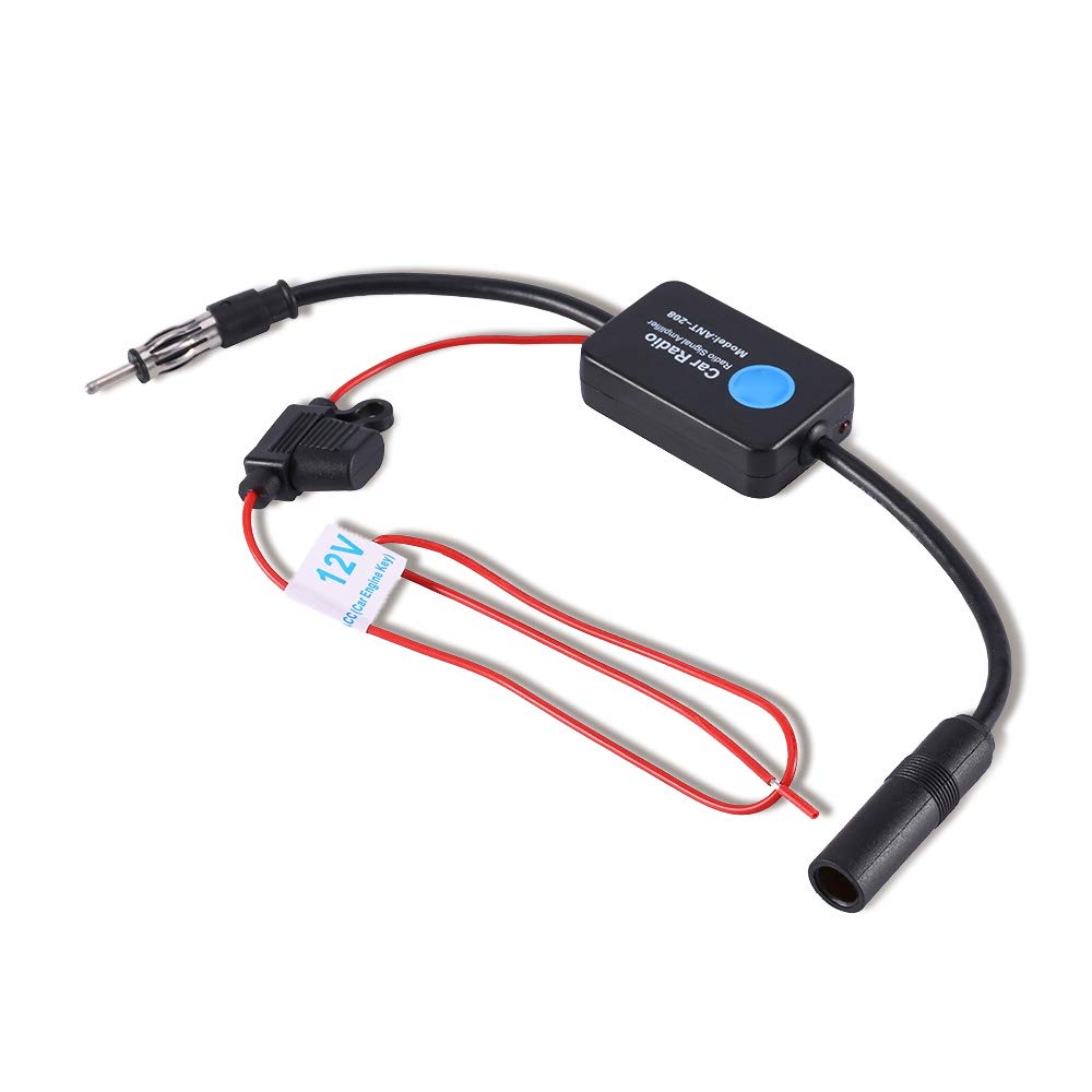 Car Antenna Amplifier Booster, Universal 12V 18mA Car FM Radio Aerial Antenna Reception Amplifier Booster 80-108 MHz