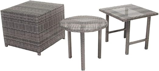 Laguna Grey Wicker Side Table Set