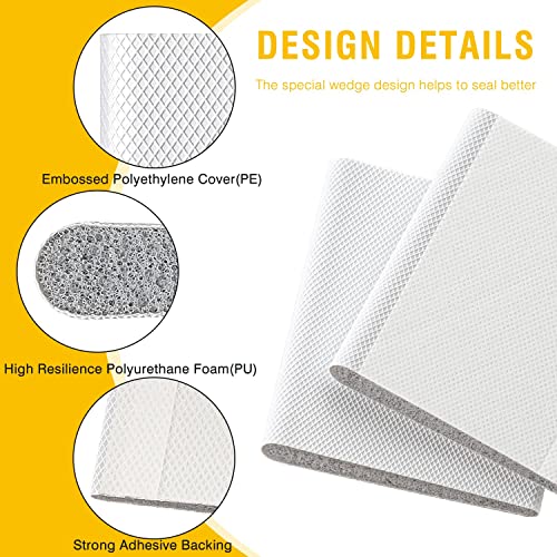 16 Pieces Self-Adhesive Door Corner Seals, Weather Stripping Wedge Draft Stopper, Exterior Door Foam Corner Seal Pads for Weather Isolation and Block Light (White)