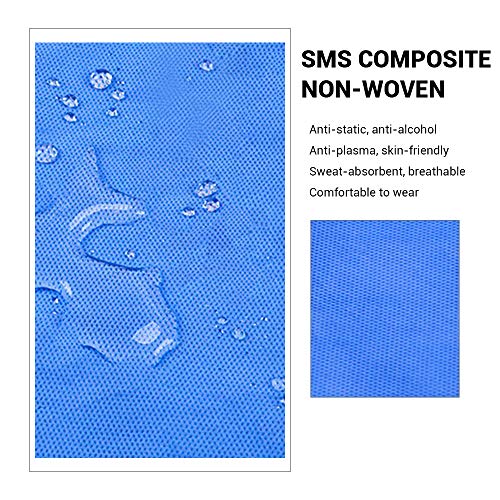 LyncMed Disposable Surgical Gowns, Non woven 43gsm, Splash Resistant, Latex Free, Blue, Pack of 10 (Medium)