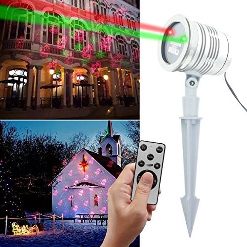 Christmas Lights, Automatically Outdoor Star Waterproof Shower Landscape Projector Magic Light with Remote Control 5 Patterns Red and Green Lighting for Xmas,Holiday Decoration
