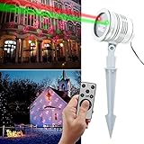 Christmas Lights, Automatically Outdoor Star Waterproof Shower Landscape Projector Magic Light with Remote Control 5 Patterns Red and Green Lighting for Xmas,Holiday Decoration