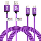 BEST4ONE, USB Type C Cable, 6Ft 2Pack Long Nylon Braided Charge/Sync Quick Charger Cord for LG G6 G5, Samsung Galaxy S8 Plus, Google Pixel XL, Nexus 5X 6P, Moto Z, Huawei P9 Mate 9, More (Purple)