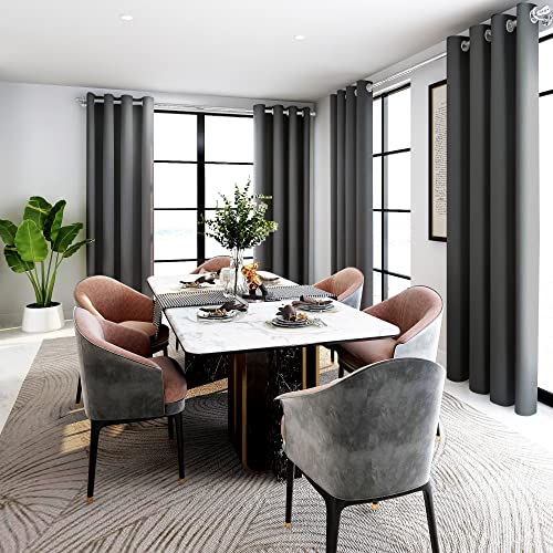 Deconovo Grey Blackout Curtains 63 Inch Length, Light Blocking Curtains