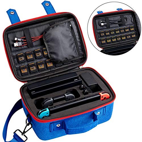 Funlab Travel Carrying Case Compatible With Nintendo Switch System,Cute and Deluxe,Protective Hard Shell Carry Bag for Nintendo Switch Console & Accessories