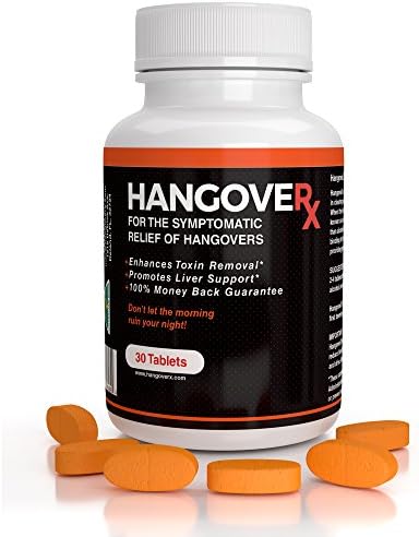 HANGOVERx for Hangovers, Detox & Liver Support | Contains B Vitamins, Milk Thistle, Ginger, Dandelion and Bacopa | Binds to Acetaldehyde | 30 Tablets