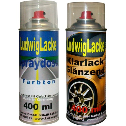 Sprayset für BMW Diamantschwarz Farbcode 181 Baujahr 1984 - 1996 Metallic Lack * 2 Spraydosen Ludwiglacke Lack Spray im Set - Eine Spraydose Basislack 400 ml und eine Dose Klarlack glänzend 400ml. Beide Spraydosen enthalten 1K Autolack.