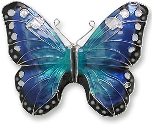 Blue Morpho Butterfly Enameled Silver Plated Pin