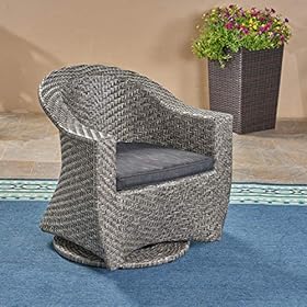 Christopher Knight Home 306022 Koch Outdoor Wicker Swivel Chair, Mixed Black and Dark Gray 51evhIdEE2L