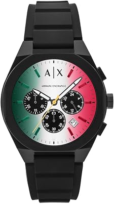 Relógio masculino, movimento cronógrafo de quartzo e caixa de 44 mm com bracelete em poliuretano
