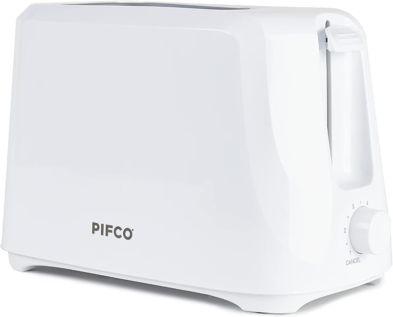 PIFCO White 2 Slice Toaster with Adjustable Browning Auto Shut-Off
