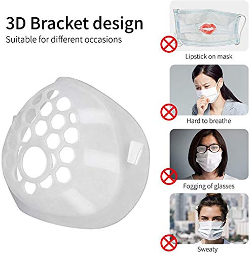 3D Silicone Mask Insert,Bracket for Inner Support Frame,Face Mask Cover Inner Support,Face Mask Frame Support Design for Adult Kids,Silicone Inner Support Frame for More Breathing Space(5 Pack,White)