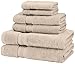 Amazon Brand – Pinzon 6 Piece Pima Cotton Bath Towel Set - Khaki