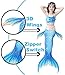 Newland 3 Pcs Girls Swimsuit Mermaid Tails for Swimming Princess Bikini Bathing Suit Set for 3-12Y (140CM(9-10Y)-Size XXL, Blue)