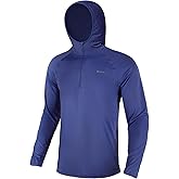 SG Edge Men's Standard 1/4 Zip Long Sleeve Rash Guard Hoodie Quick-Dry UPF 50+ Fishing Hiking and Water Sports, Blue X-Large